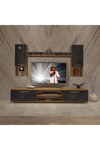 Decoraktiv Eko 5da Mdf Dvd Tv Ünitesi Tv Sehpası Pera - Siyah Mermer