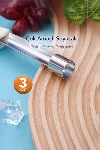Çok Amaçlı Oyma Aparatı, Sebze Oyucu, Çelik Rende Oyucu, Pratik Sebze Doğrayıcı 3 Adet Çok Renkli Diğer