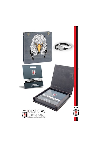 Beşiktaş Siyah-beyaz Yetişkin Bileklik Ahşap Kutulu 001
