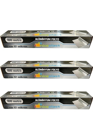 Niceplast Alüminyum Folyo - 45 Cm. X 100 Metre - 12 Mikron - 3 Paket
