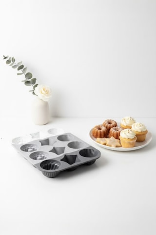 12'li Silikon Cupcake Kalıbı Kek Ve Kurabiye Kalıp Seti Çok Amaçlı Pişirme Kalıbı Grı