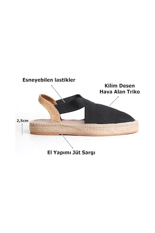 Roof Atelier Rosa Siyah Triko Espadril Ayakkabı Ayakkabı Siyah