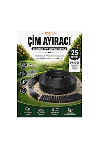 Esnek Pvc Çim Ayırıcı Bahçe Peysaj Düzenleyici 25 Metre Siyah Çim Sınırlayıcı Esnek Plastik Taş Toprak Ayraç Bariyer Peyzaj Bordürü