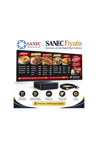 Sanec Restoran & Kafe Tabelası 32" Hdmı Ekranlı Dijital Tabelası Sistemi