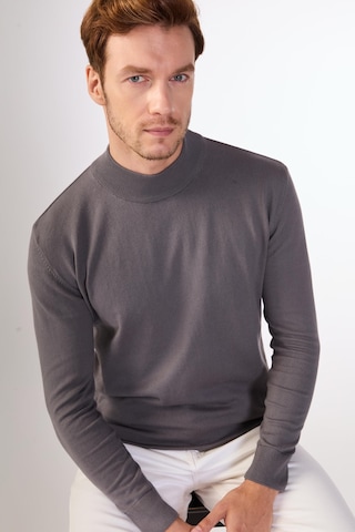 Dufy %100 Pamuk Düz Erkek Triko - Slim Fit Antrasit