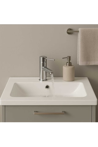 Rudi Armatür Premium Pirinç Modern Oval Gövde Lavabo Bataryası Gümüş