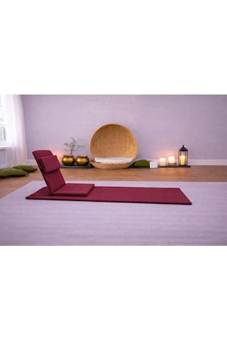 Backjack Meditasyon Sandalyesi Destekli Yer Minderi + 60x180 Kumaş Mat - Backjack 3xl Mat+backjack İkili Set Bordo