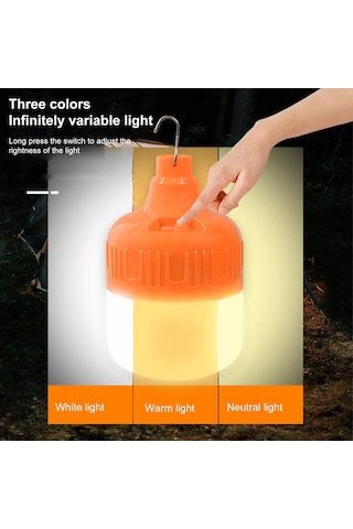 Vkemall Usb Şarjlı Led Ampul - 300w Taşınabilir Aydınlatma, 3 Renk Modu, Acil Durum Işığı