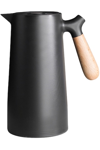 Büyük Termal Kahve Sürahi Çift Duvarlı Termos Ev Cam Siyah Siyah