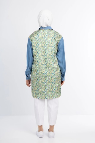 Pureva Taş İşlemeli Tencel Ve Desen Kumaşlı Tunik - Desen - 3 Çok Renkli