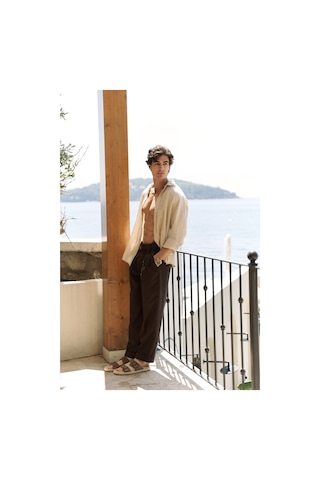 Enrico Kemer Detay Kahve Erkek Pantolon Kahve