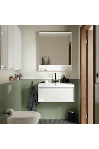 Ikea Ängsjön Lavabo Dolabı, Parlak Cila Beyaz, 80x48x33 Cm, 1 Çekmeceli