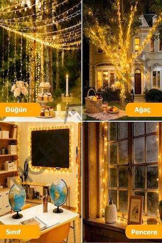80 Led 10 Metre Pilli Gün Işığı Işık Zinciri Dekoratif Peri Led, Oda Yatak Odası Salon Masa Parti Düğün Noel Aydınlatması Sarı