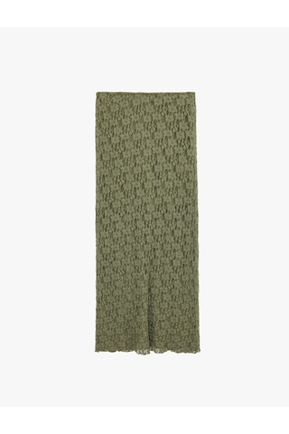 Koton Yüksek Bel Slim Fit Midi Dantelli Kalem Etek Haki 6sal70003ık Haki