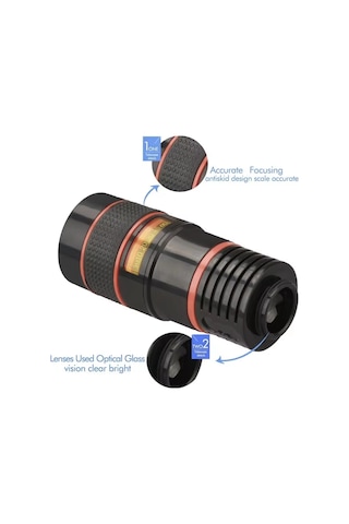 2x Zoom Telefon Teleskop Lens Evrensel Klipsli Yüksek Kalite Optik Cam Uzaktan Çekim Çok Renkli