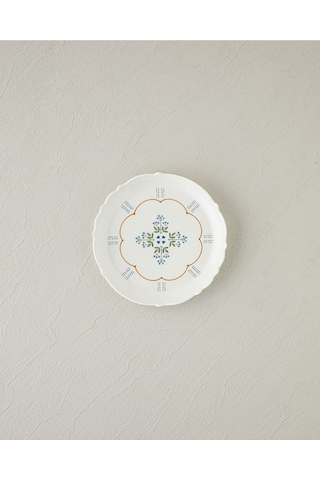 Retro Paisley New Bone China Pasta Tabağı 18 Cm Beyaz - Mavi