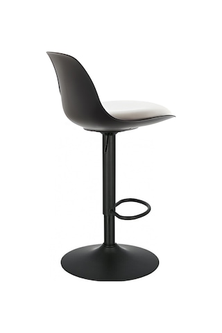 Bürocci Nadya Bar Sandalyesi - Beyaz Deri - Mat Siyah Ayaklı Yüksek Bar Taburesi - 9537y0109 Beyaz