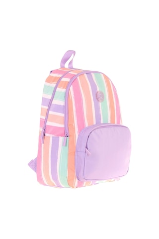 Kaukko Rainbow Kız Çocuk Üç Bölmeli İlkokul Ve Ortaokul Çantası - Mor Çok Renkli Çizgili - K1801 Pembe - Mor