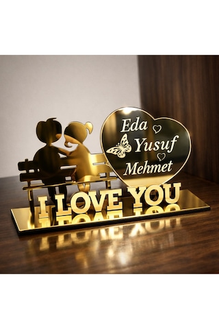I Love You Temalı Masa İsimliği Kişiye Özel 1 Adettir No 25
