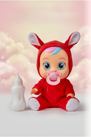 Kırmızı Kostümlü Ağlayan Ve Konuşan Et Bebek Emzikli Ve Biberonlu İnteraktif Oyuncak Bebek