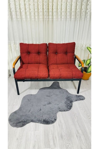 Madame Home Kasımpatı Balkon, Bahçe, Cafe Metal Kanepe Koltuk Takımı 2'li Bordo