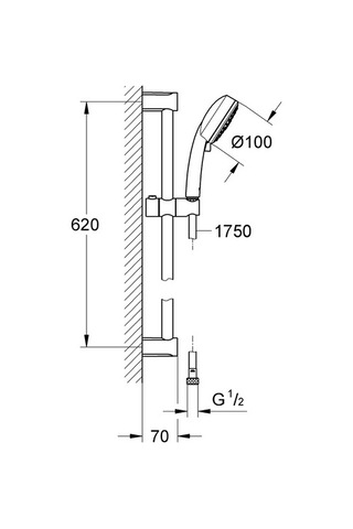Grohe Tempesta Cosmopolitan 100 Sürgülü Duş Seti, 3 Akışlı, Krom, 27579002 Krom