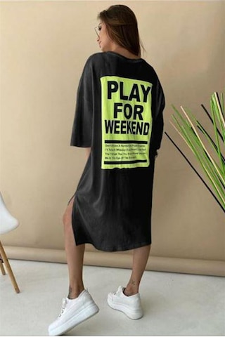 Madmext Mad Girls Siyah Tunik Elbise Mg1022