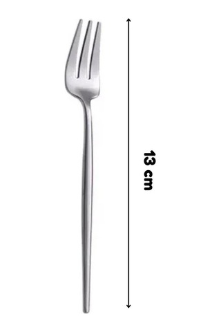 6 Lı Gümüş Limon Ve Fondü Çatalı 13 Cm Paslanmaz Çelik Mini Servis Çatalı Takımı