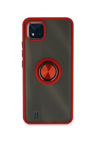 Uryport Realme C11 2021 Kılıf Montreal Yüzüklü Silikon Kapak - Kırmızı