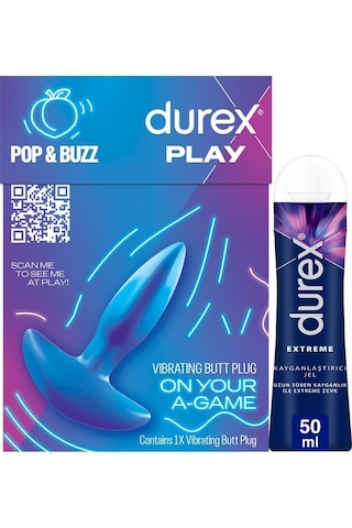 Durex Titreşimli Anal Plug Tıkaç + Durex Play Extreme Anal Kayganlaştırıcı Jel Silikon Bazlı 50 ML