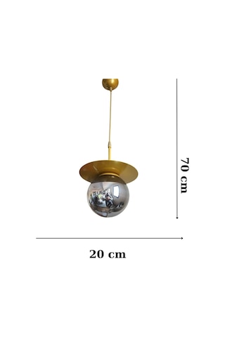 Ömür Avize Tırtıl Eskitme Gold Kasa Globe Camlı Sarkıt Avize Beyaz