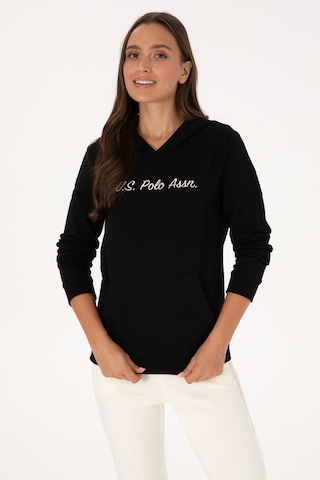 U.S. Polo Assn. Kadın Siyah Kapüşonlu Sweatshırt 50313559-VR046