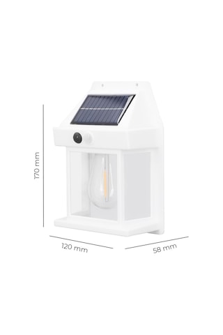 Beyaz 5w Solar / Güneş Enerjili Led Ampullü Duvar Fener Aplik 3200k - Sarı Işık 1 Adet