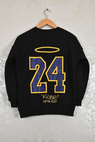 Çocuk Kobe Oversize Baskılı Pamuklu Uzun Kollu Bisiklet Sweatshit Siyah