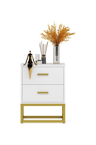 Lodovica Gold Metal Beyaz Komodin