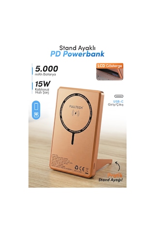 Fulltech Fp49 5000 Mah Magsafe Uyumlu Kablosuz Powerbank Turuncu 15w Hızlı Şarjlı Taşınabilir Şarj C