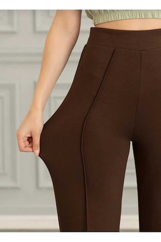 Nevege Butik Kadin Örme Kumaş Likrali Siki Toparlayici Palazzo Pantolon-kahverengi Kahverengi