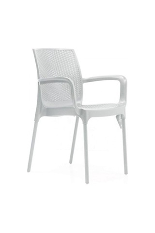 R008 Sunset Rattan Koltuk Sandalye, Plastik Ve Cam Elyaf, Beyaz, 4 Adet Çok Renkli