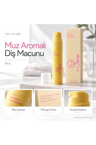 Yues Muz Aromalı Diş Macunu Florürlü Pompalı 60 G Gs-009f Beyazlatma