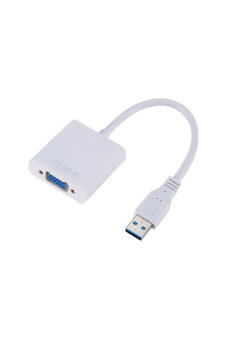 Geeksen Usb 3.0 Vga Dönüştürücü - Beyaz Renk, Taşınabilir Video Adaptörü, Pc Ve Laptop Uyumlu