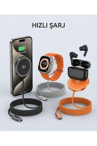 Manyetik Kablosuz Şarj Cihazı Compatible With Magsafe, 25w Siyah