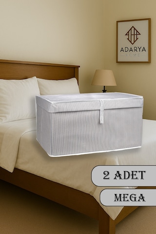 Adarya Home 2 Adet Kapaklı Kutu Hurç 60x40x30 Mega Boy Gri