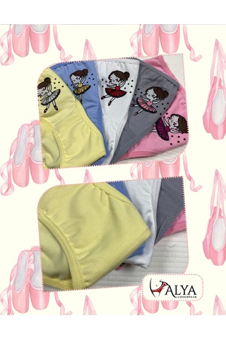 Alya Underwear Kedi Baskılı Pamuklu Kız Çocuk Külot, Renkli Slip Külot Çok Renkli P63