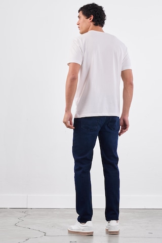 Dufy Beyaz Bisiklet Yaka Pamuklu Düz Renk Slim Fit Erkek T-shirt Beyaz