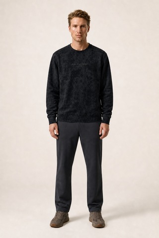 Redline Rummi Desenli Kışlık Yeni Sezon Erkek Regular Fit Sweatshirt Siyah