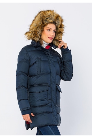 Cekmon Kadın Regular Fit Astarlı Çok Cepli Kapuşonu Çıkan Rahat Mont 001