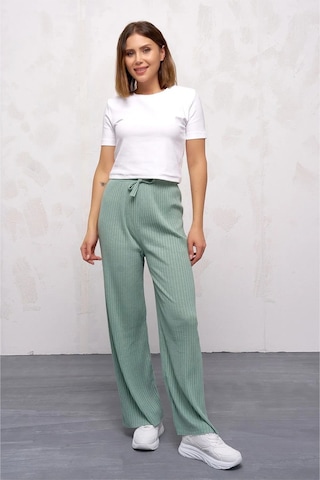 Pierles Kadın Kışlık Kalın Fitilli Kaşkorse Pijama Altı Eşofman Altı Cepsiz Yeşil -p01