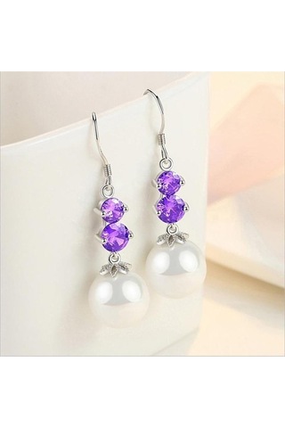 Novahub 925 Ayar Pembe Gümüş Damla Küpe, Parlak Kristal İnci, Kadın Aksesuarları, Noel Hediyesi, Kız Arkadaşı İçin Pembe