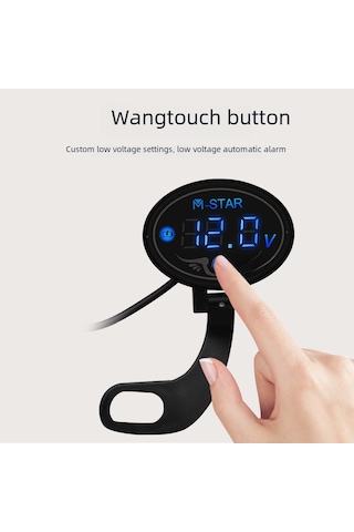 Beyaz Motosiklet Akü Voltajı İzleme Akıllı Voltmetre, Yüksek Ve Düşük Voltaj Alarmı