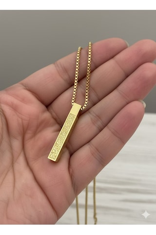 Fetih Suresi 1. Ayet Yazılı İslami Kolye Manevi Takı Arapça Kuran Kararmaz Şık Unisex Altın